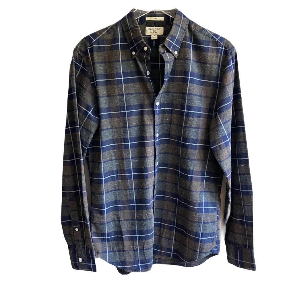 J. Crew Albiate Milano Blue Plaid Cotton Flannel Casual Button Down Shirt Size M